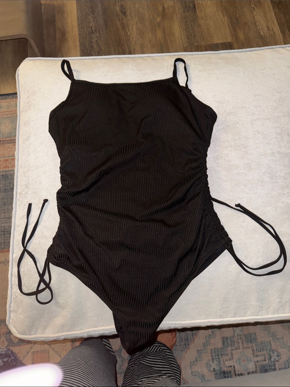 Black Women’s One-Piece Swimsuit with Side Ties